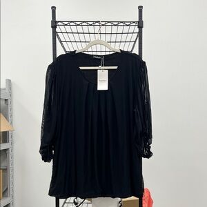 Black Sheer Sleeve Blouse